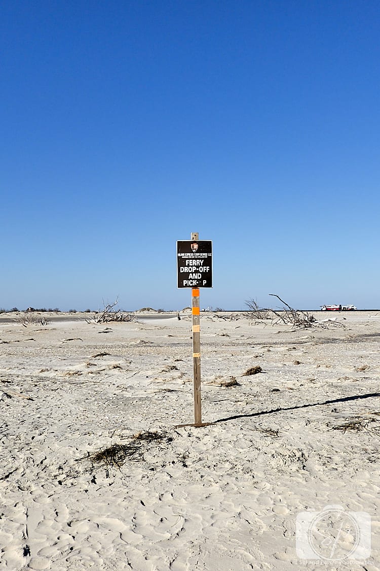 Ferry drop off sign on Shackleford Banks
