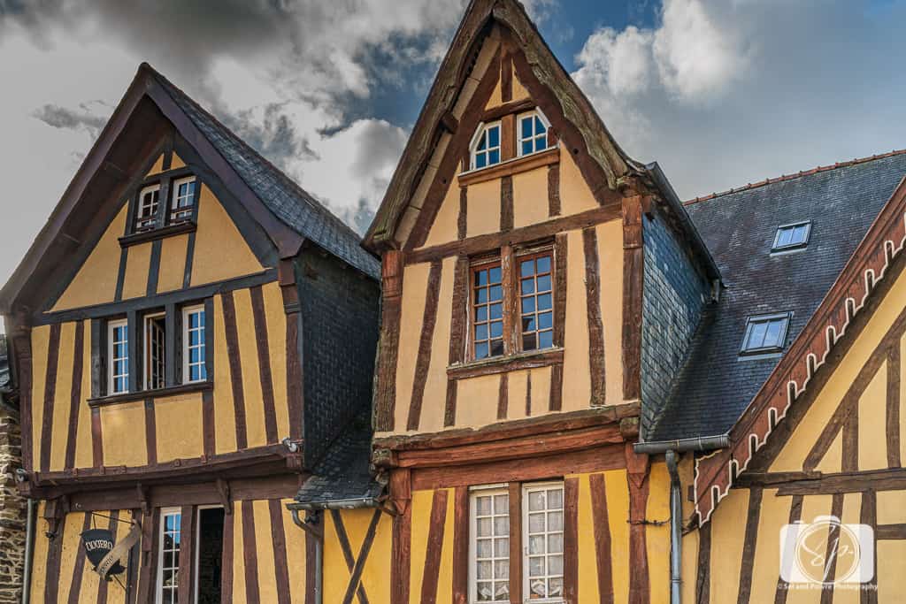 Half-timbered Medieval houses in Fougeres France