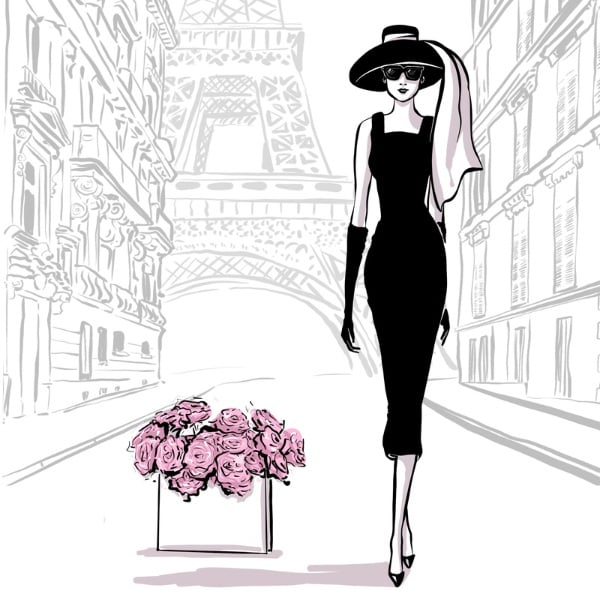 illustration of Audrey Hepburn in Paris