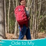 Andi and her Osprey Backpack int he woods