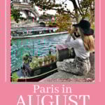 woman taking photo of the eiffel tower sitting near the seine river