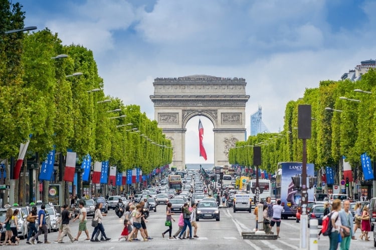 people walking on the Champs-Élysées