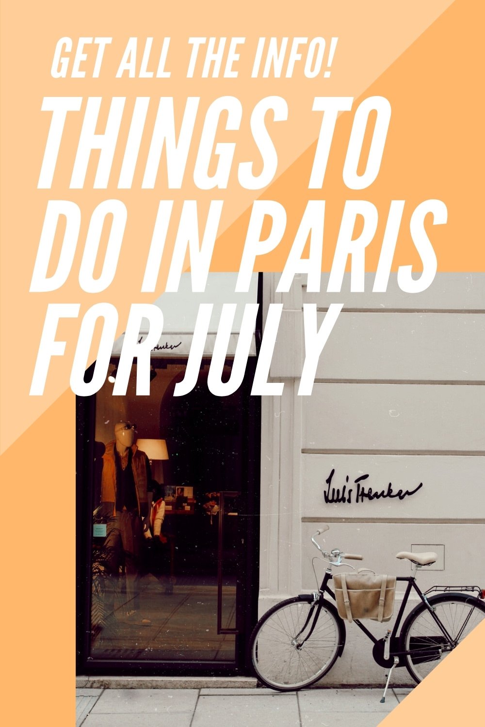 Paris in July bike leaning against a story in Paris