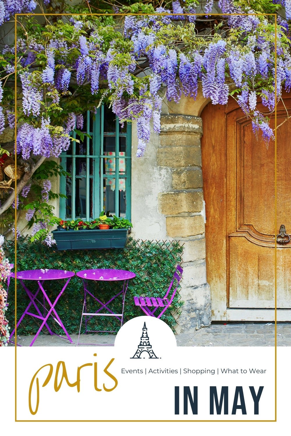 Paris in May wisteria in front of a building in Paris