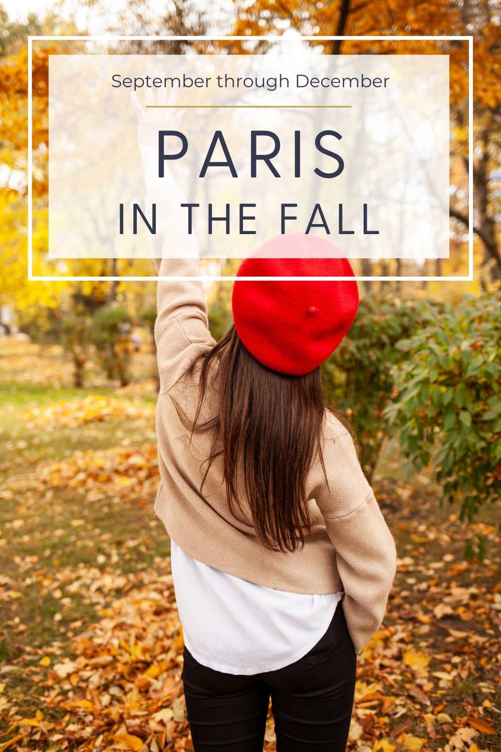 Paris in the Fall girl in fall leaves in Paris