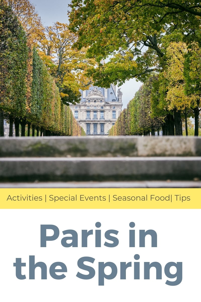 Paris in Spring View of the side of the louvre from the tuileries garden in paris in spring