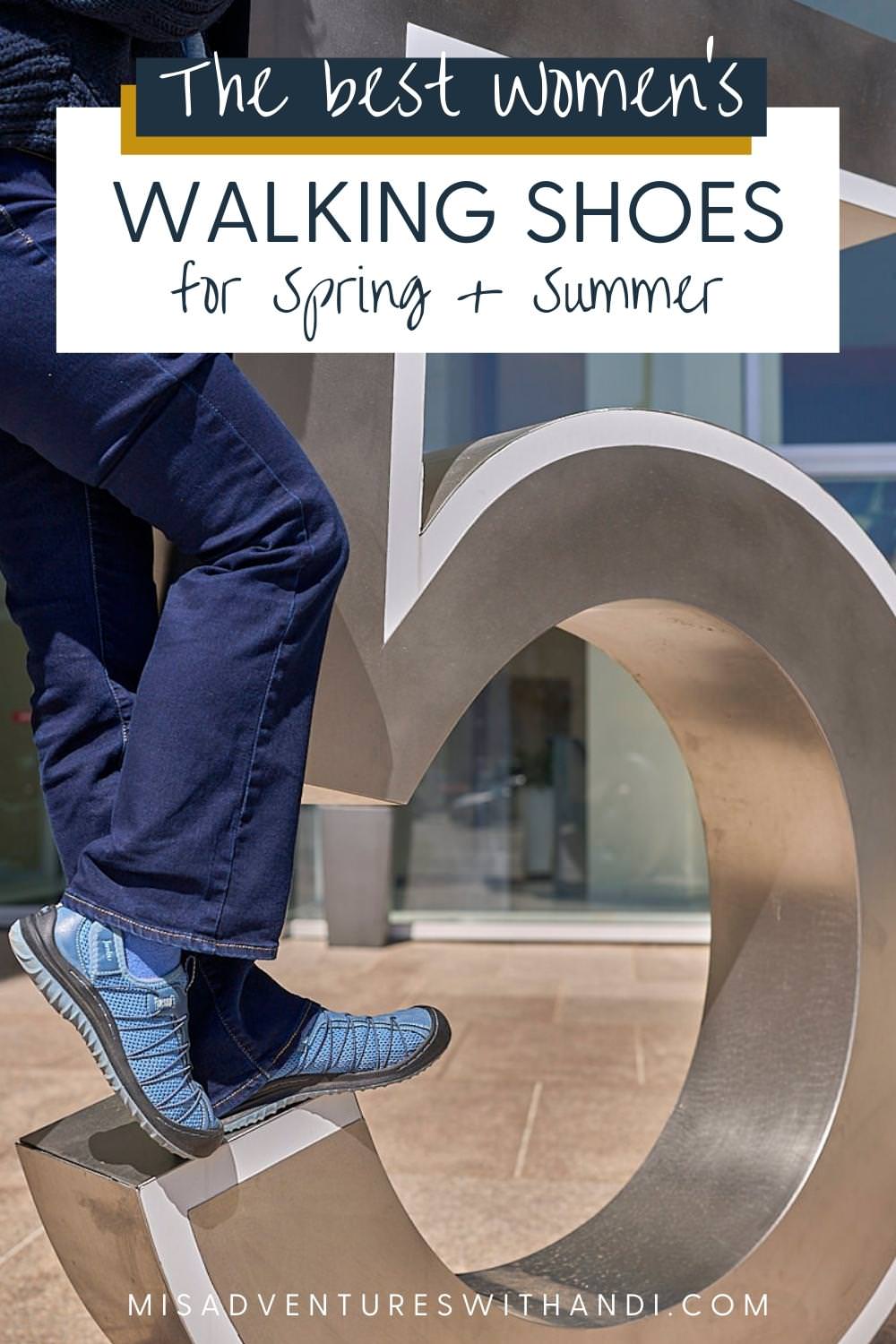 The Best Women's Walking Shoes for Spring and Summer Andi in her Jambu Maple Eco-Vegan inside on Michigan Avenue in Chicago