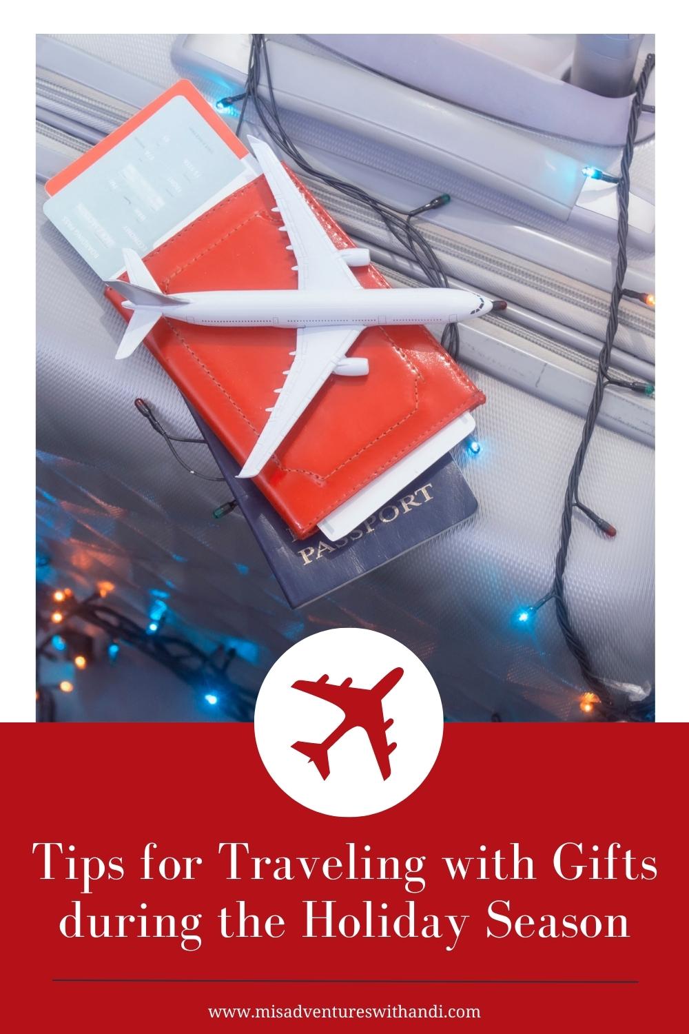 Tips for Traveling with Gifts during the Holiday Season suitcase with toy plane on it