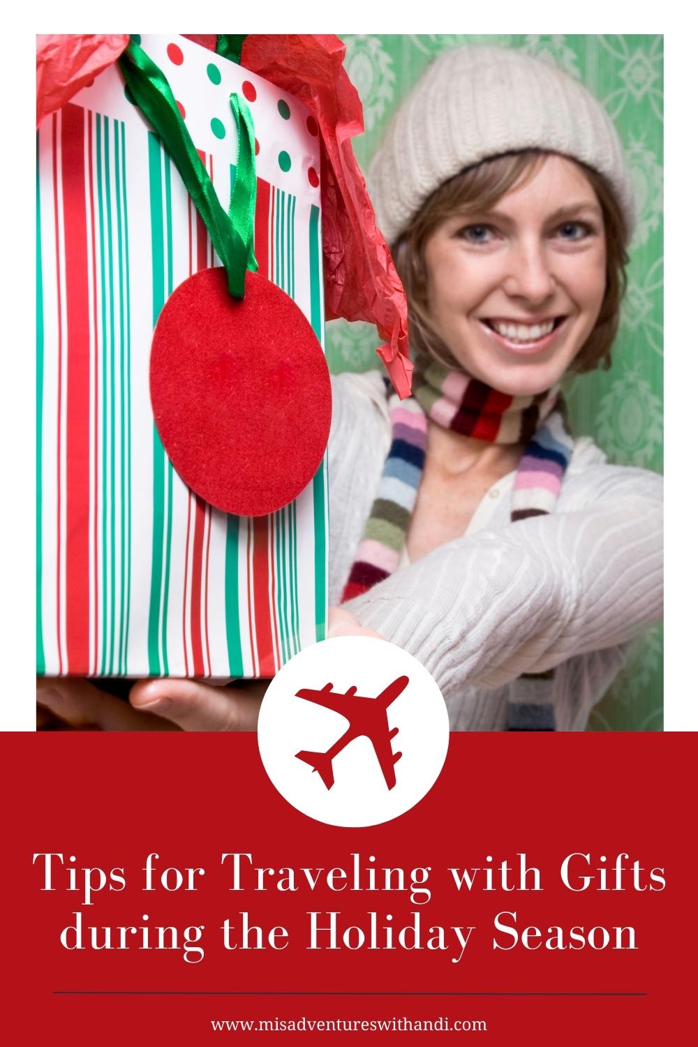Tips for Traveling with Gifts during the Holiday Season girl holding out gift