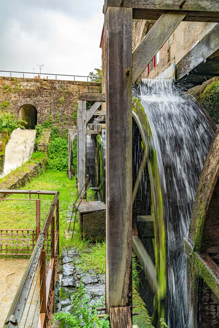 Water running through the mill at the Chateau de Fougeres - Fougeres France
