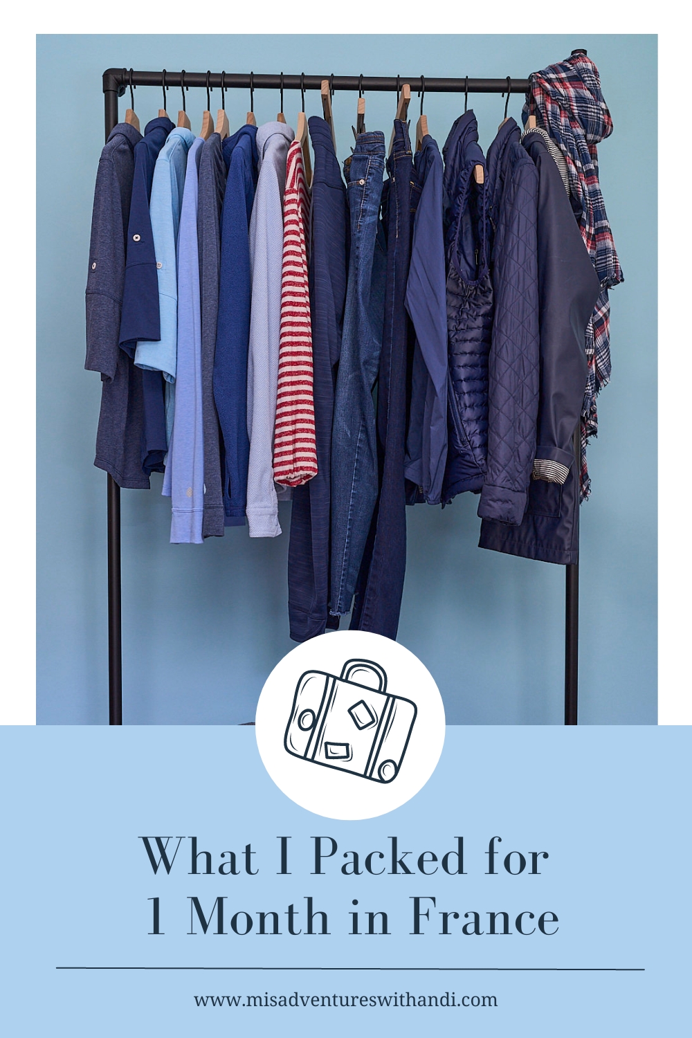 What I Packed for 1 Month in France rack of clothes