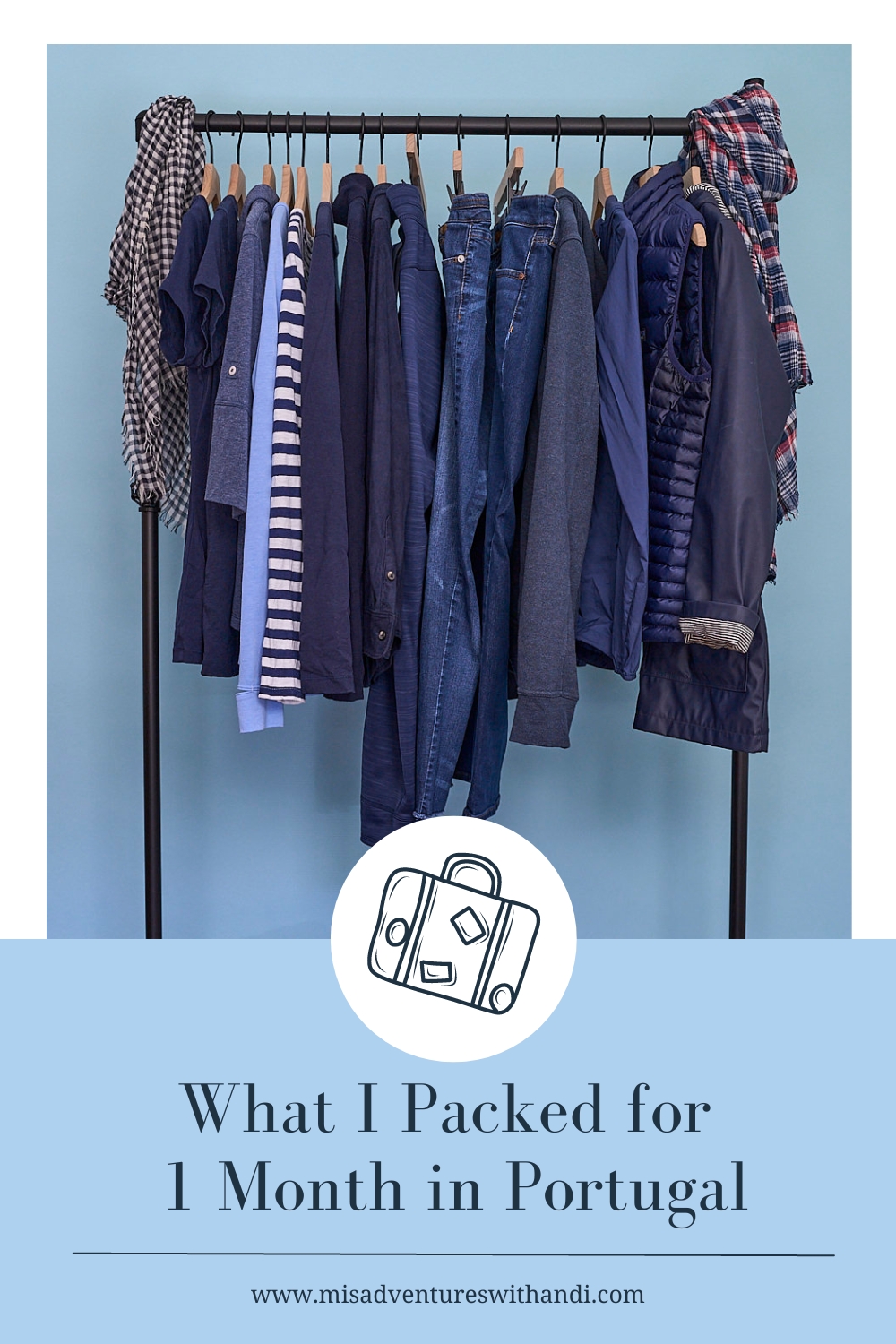 What I Packed for 1 Month in Portugal rack of clothes