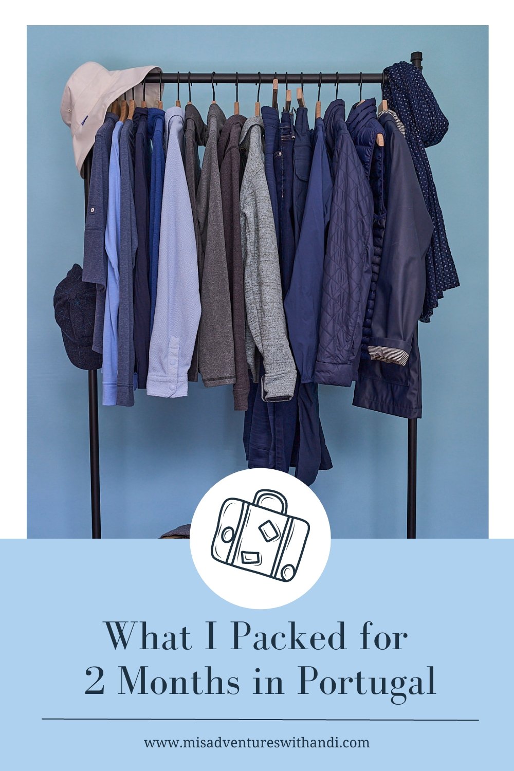 What I Packed for 2 Months in Portugal rack with clothes