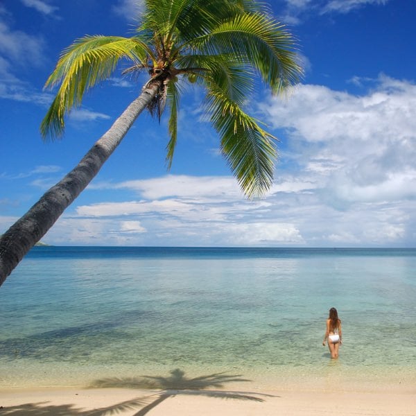 woman on a beach in fiji